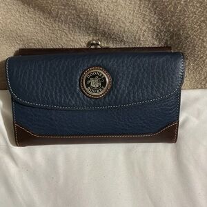 Vintage Dooney & Bourke AWL Checkbook Organizer Wallet, Color Navy Blue
